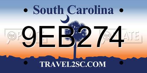 9EB274 South Carolina License Plate