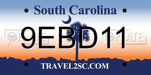 9EBD11 South Carolina License Plate