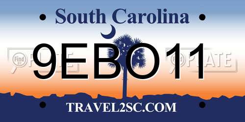 9EBO11 South Carolina License Plate