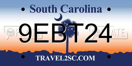 9EBT24 South Carolina License Plate