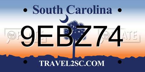 9EBZ74 South Carolina License Plate