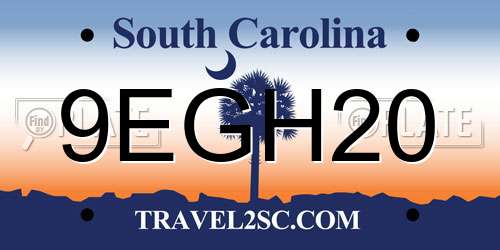 9EGH20 South Carolina License Plate
