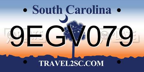 9EGV079 South Carolina License Plate