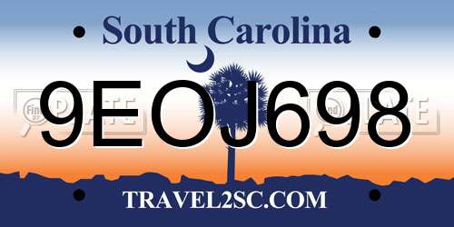 9EOJ698 South Carolina License Plate