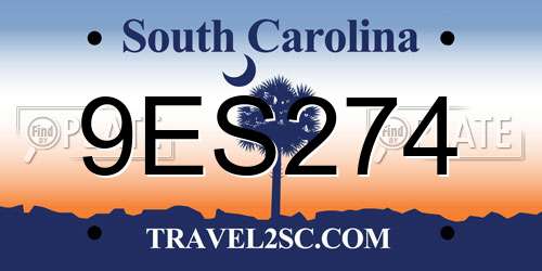 9ES274 South Carolina License Plate