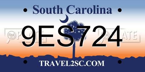 9ES724 South Carolina License Plate