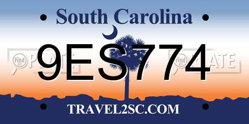 9ES774 South Carolina License Plate