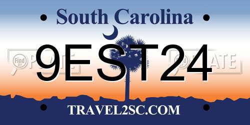 9EST24 South Carolina License Plate