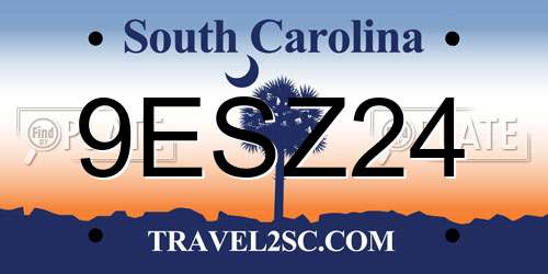 9ESZ24 South Carolina License Plate