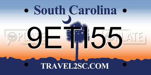 9ETI55 South Carolina License Plate