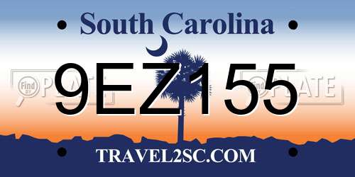 9EZ155 South Carolina License Plate