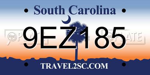 9EZ185 South Carolina License Plate