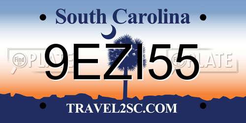 9EZI55 South Carolina License Plate
