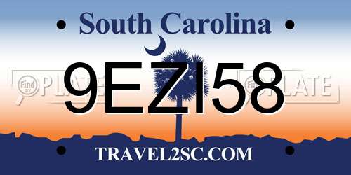 9EZI58 South Carolina License Plate