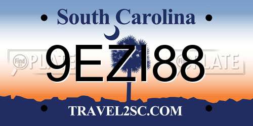 9EZI88 South Carolina License Plate
