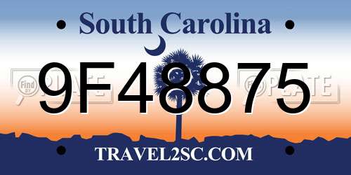 9F48875 South Carolina License Plate