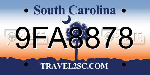 9FA8878 South Carolina License Plate