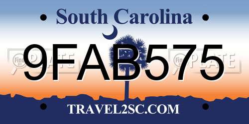 9FAB575 South Carolina License Plate
