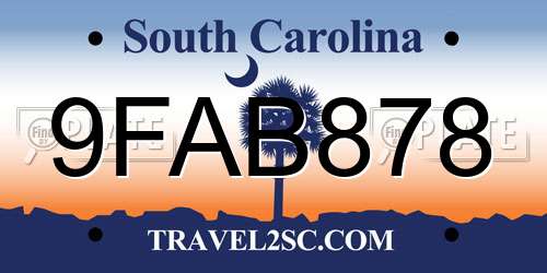 9FAB878 South Carolina License Plate