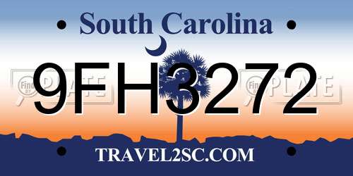 9FH3272 South Carolina License Plate