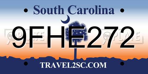 9FHE272 South Carolina License Plate