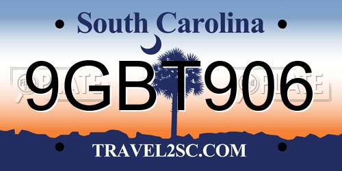 9GBT906 South Carolina License Plate