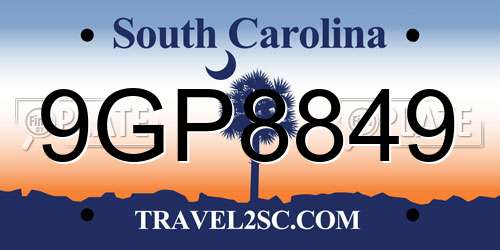 9GP8849 South Carolina License Plate