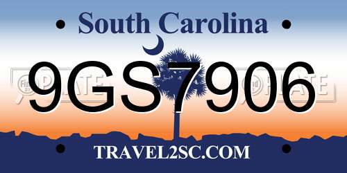 9GS7906 South Carolina License Plate