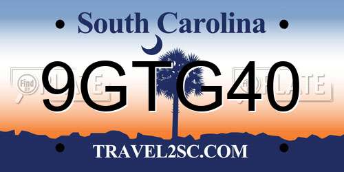 9GTG40 South Carolina License Plate