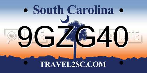 9GZG40 South Carolina License Plate