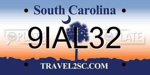 9IAL32 South Carolina License Plate