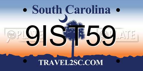9IST59 South Carolina License Plate