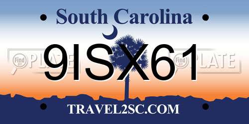 9ISX61 South Carolina License Plate