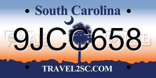 9JCC658 South Carolina License Plate