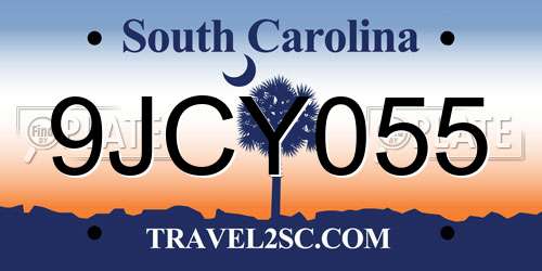 9JCY055 South Carolina License Plate