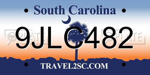 9JLC482 South Carolina License Plate