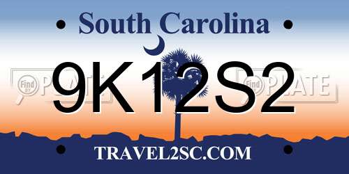 9K12S2 South Carolina License Plate