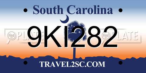 9KI282 South Carolina License Plate