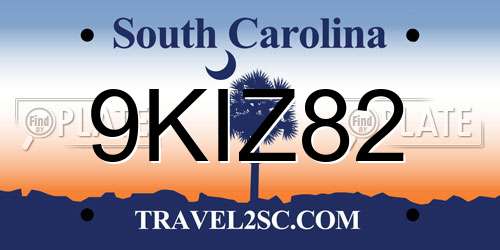 9KIZ82 South Carolina License Plate