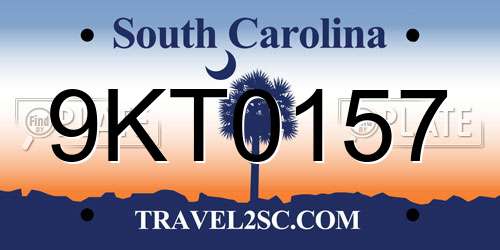9KT0157 South Carolina License Plate