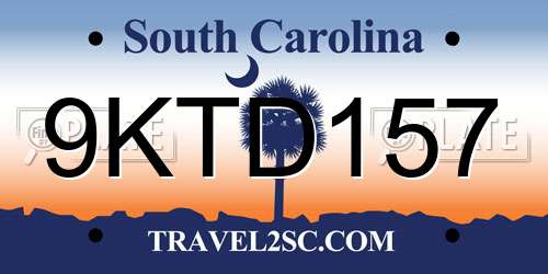 9KTD157 South Carolina License Plate