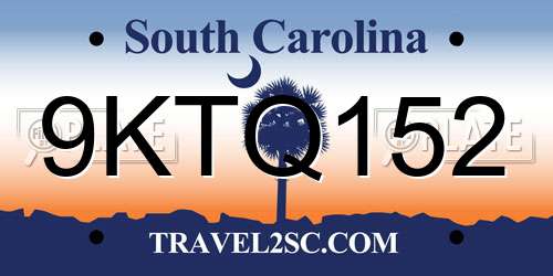 9KTQ152 South Carolina License Plate