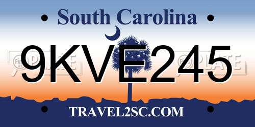 9KVE245 South Carolina License Plate