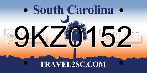 9KZ0152 South Carolina License Plate