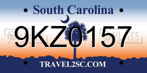 9KZ0157 South Carolina License Plate