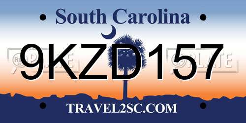 9KZD157 South Carolina License Plate