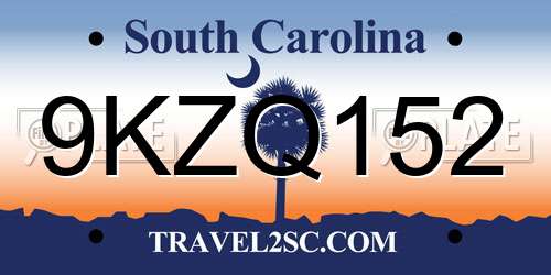 9KZQ152 South Carolina License Plate