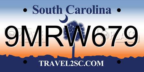 9MRW679 South Carolina License Plate