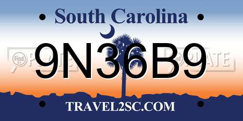 9N36B9 South Carolina License Plate