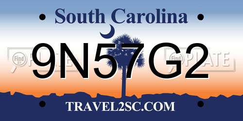 9N57G2 South Carolina License Plate